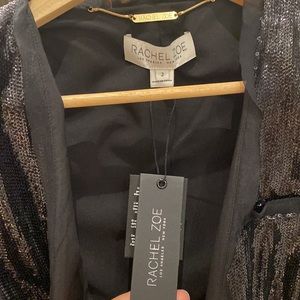 RACHEL ZOE WOMAN OZUR BELTED SEQUIN-EMBELLISHED CREPE JACKET BLACK